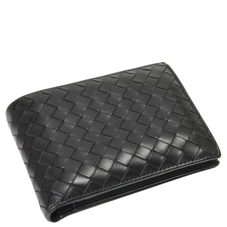 Pre Owned Bottega Veneta Black Intrecciato Leather Bi-fold Wallet