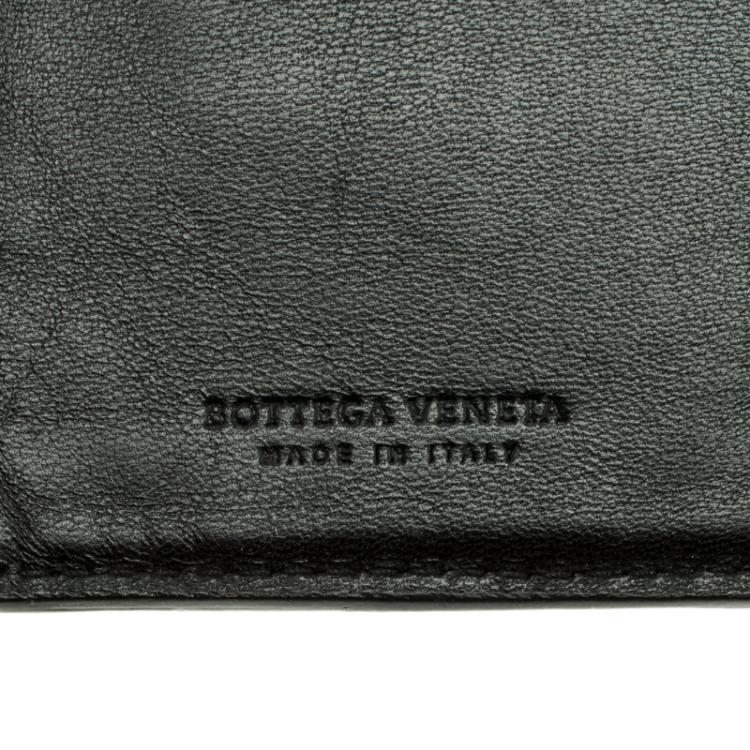 Pre Owned Bottega Veneta Black Intrecciato Leather Tri Wallet