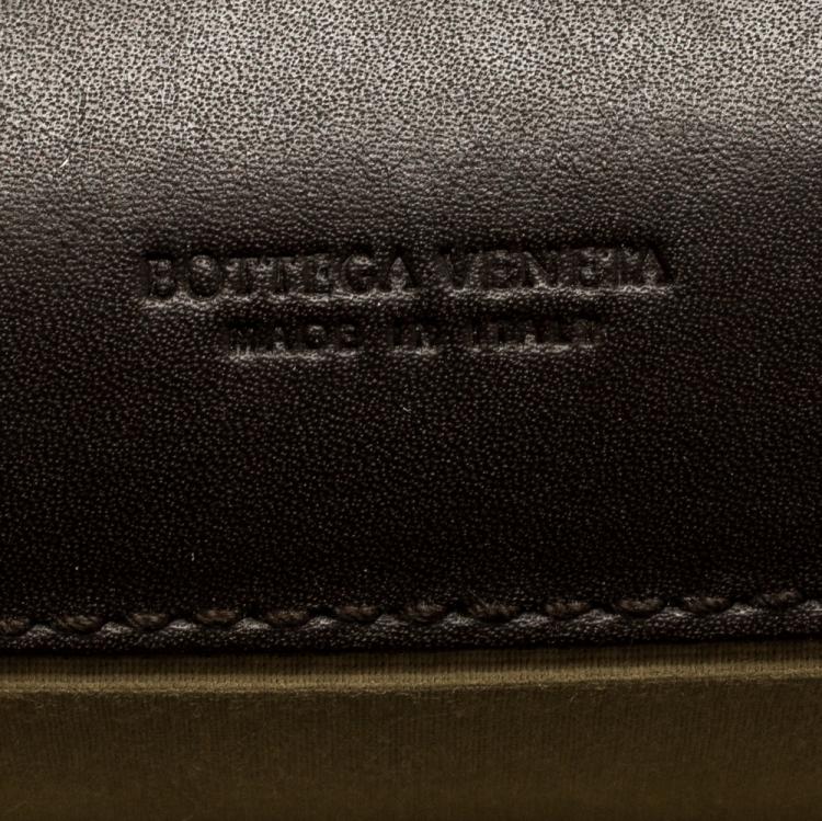 Pre Owned Bottega Veneta Dark Brown Leather Clutch