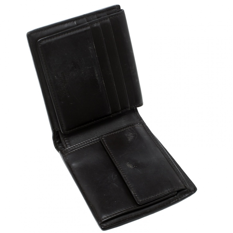 Pre Owned Bottega Veneta Dark Brown Intrecciato Bifold Wallet