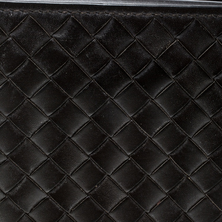 Pre Owned Bottega Veneta Dark Brown Intrecciato Bifold Wallet