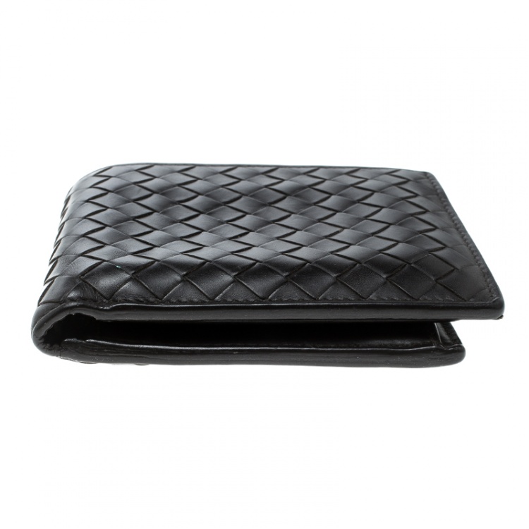 Pre Owned Bottega Veneta Dark Brown Intrecciato Bifold Wallet