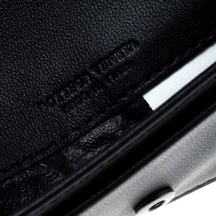 Pre Owned Bottega Veneta Black Intrecciato Leather Card Case