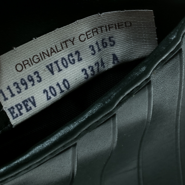 Pre Owned Bottega Veneta Green Crocodile Bi Fold Wallet 