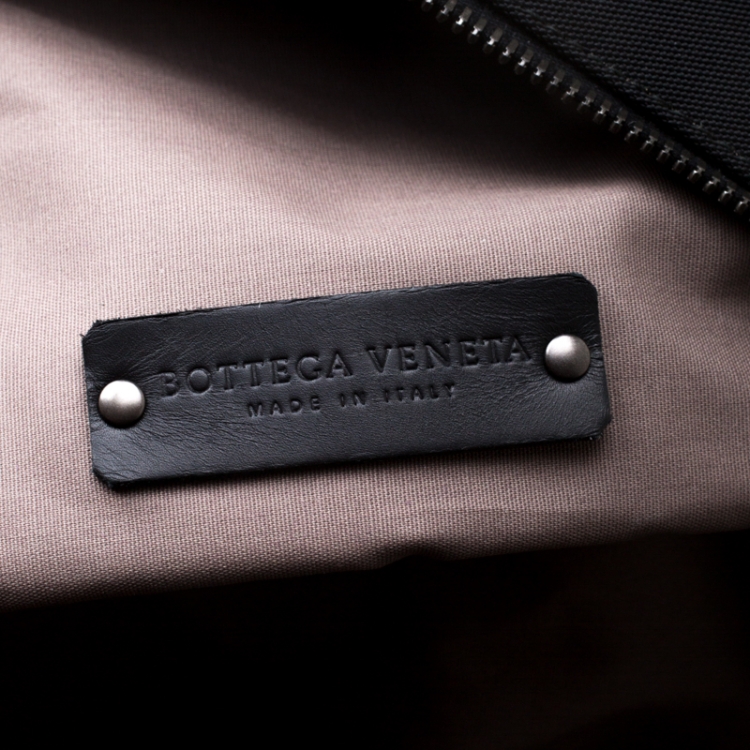 Pre Owned Bottega Veneta Black Nylon and Leather Duffle Bag