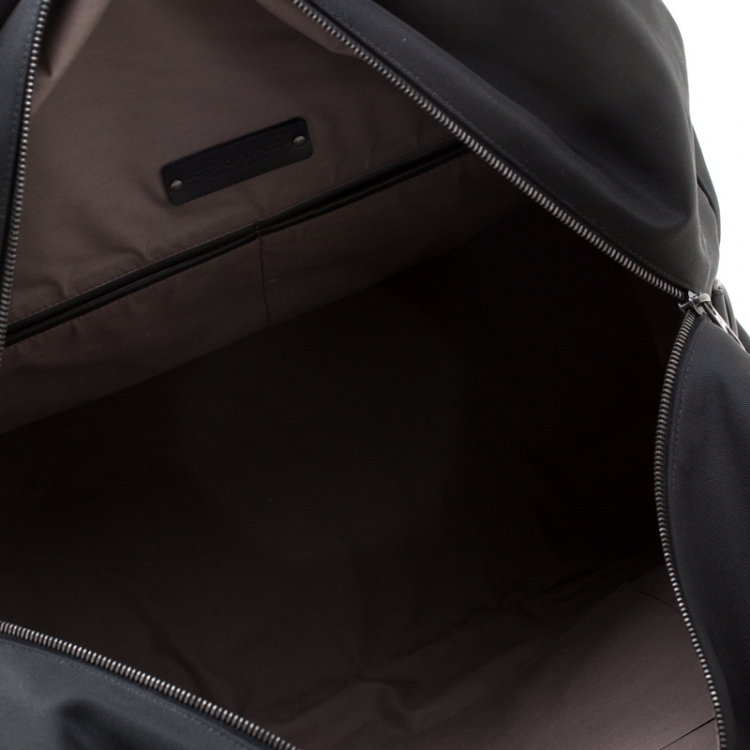 Pre Owned Bottega Veneta Black Nylon and Leather Duffle Bag