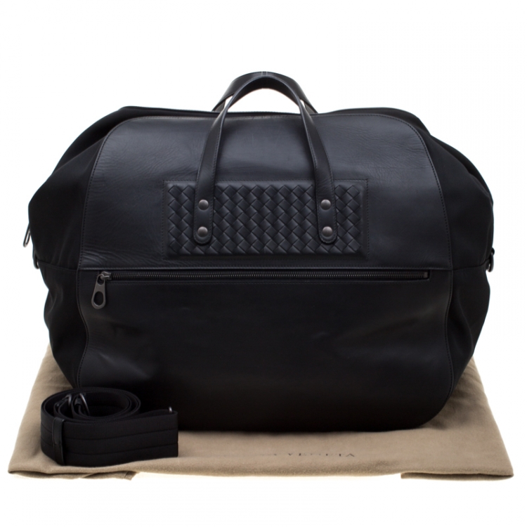 Pre Owned Bottega Veneta Black Nylon and Leather Duffle Bag