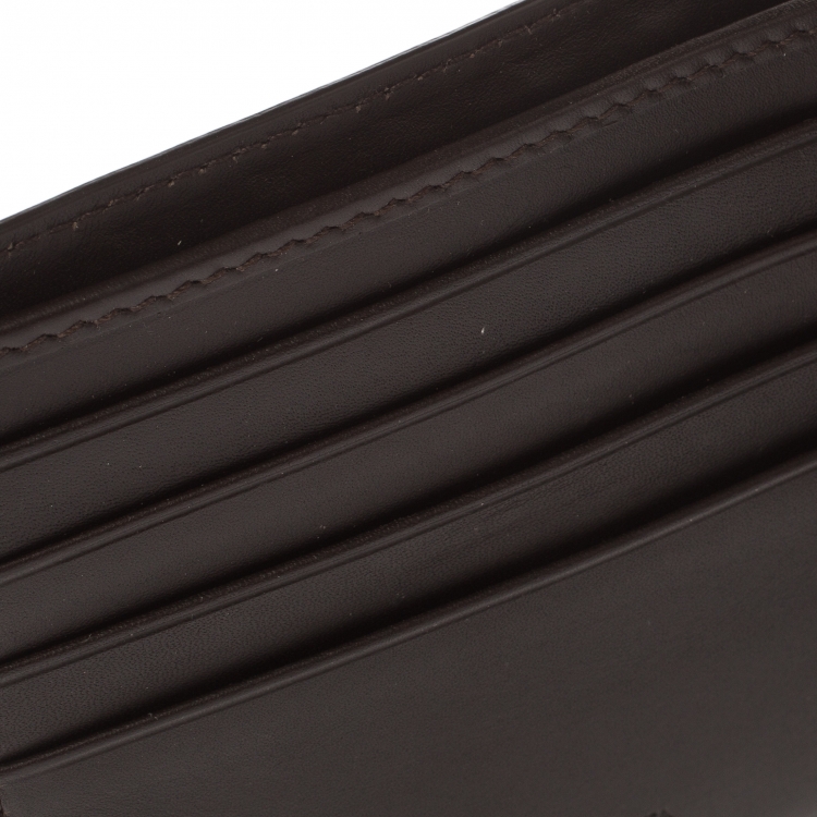 Pre Owned Bottega Veneta Dark Brown Intrecciato Leather Bifold Wallet