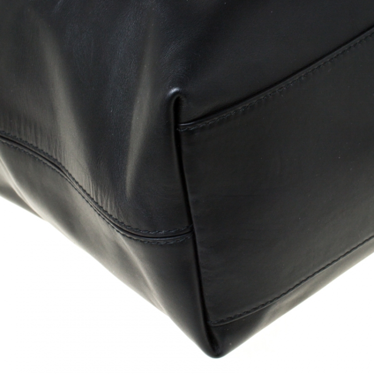 Pre Owned Bottega Veneta Black Intrecciato Leather Large Oculus Duffle Bag