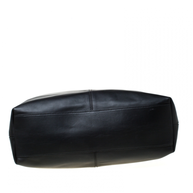 Pre Owned Bottega Veneta Black Intrecciato Leather Large Oculus Duffle Bag