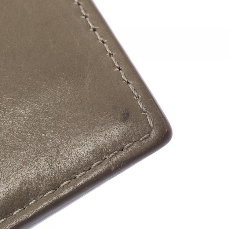 Pre Owned Bottega Veneta Beige Intrecciato Leather Card Holder 8CC