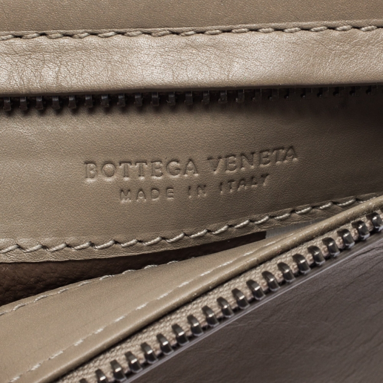 Pre Owned Bottega Veneta Beige Intrecciato Leather Card Holder 8CC