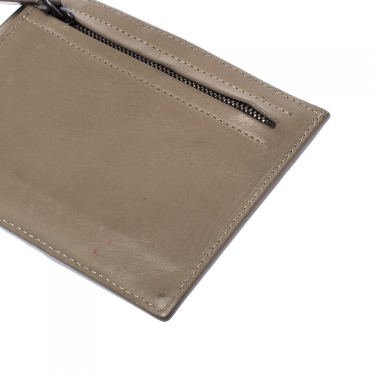 Pre Owned Bottega Veneta Beige Intrecciato Leather Card Holder 8CC