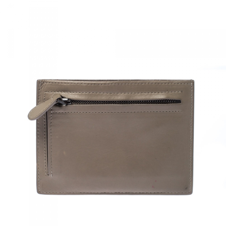 Pre Owned Bottega Veneta Beige Intrecciato Leather Card Holder 8CC