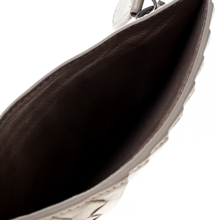 Pre Owned  Bottega Veneta Beige Intrecciato Leather Card Holder 8CC