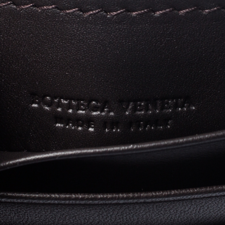 Pre Owned Bottega Veneta Brown Intrecciato Leather Slim Card Holder