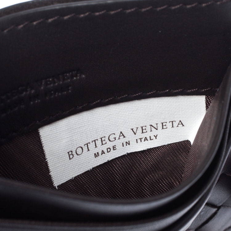 Pre Owned Bottega Veneta Brown Intrecciato Leather Slim Card Holder