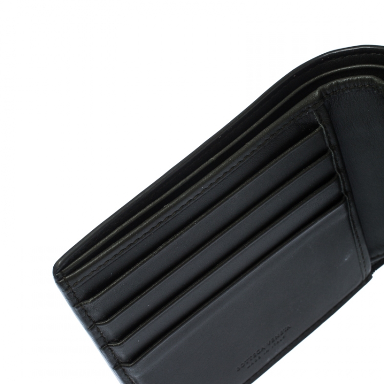 Pre Owned Bottega Veneta Dark Green Intrecciato Leather Bifold Wallet