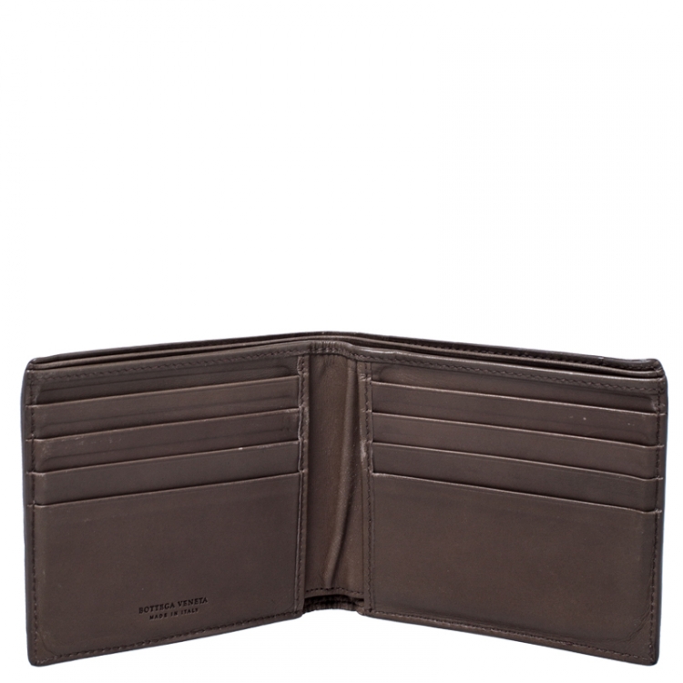 مملوكة مسبقًا Bottega Veneta Brown Intrecciato Leather Bifold Wallet