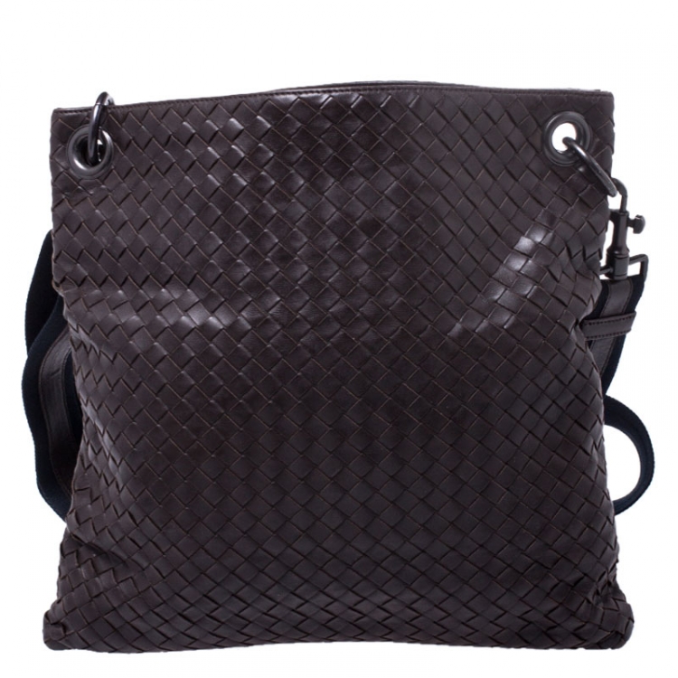 مملوكة مسبقًا Bottega Veneta Dark Brown Intrecciato Nappa Leather Messenger Bag