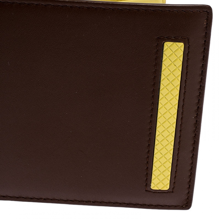 Pre Owned Bottega Veneta Brown/Yellow Leather Bifold Wallet
