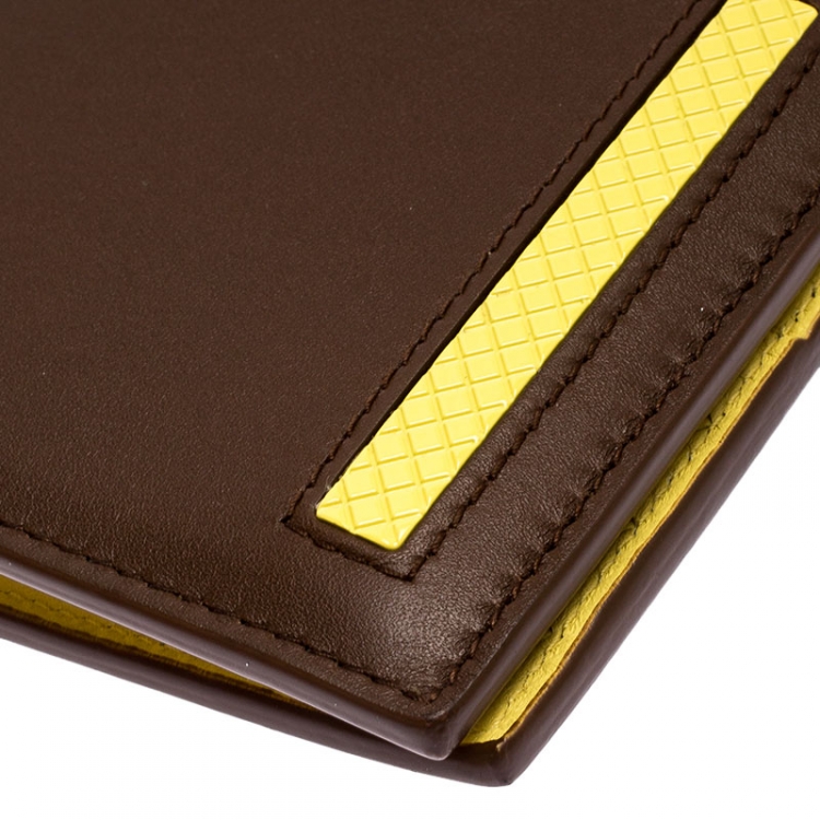 Pre Owned Bottega Veneta Brown/Yellow Leather Bifold Wallet