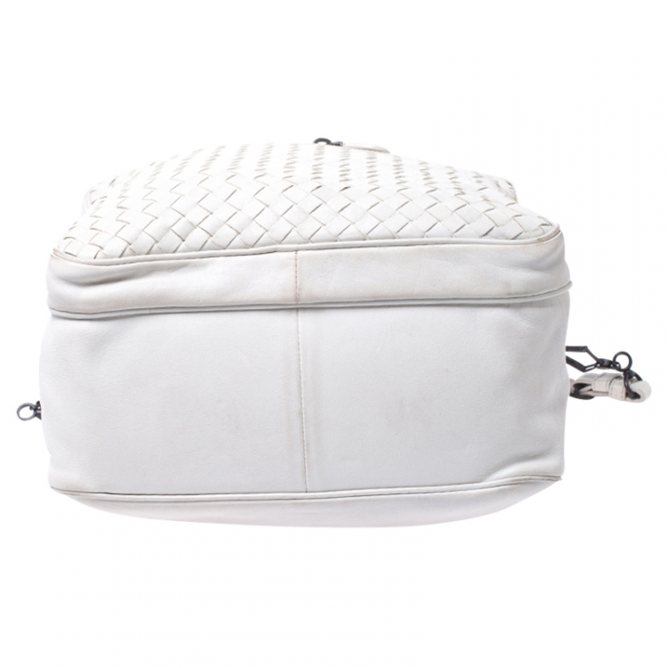 Bottega Veneta White Intrecciato Leather Messenger Bag Bottega Veneta Tlc