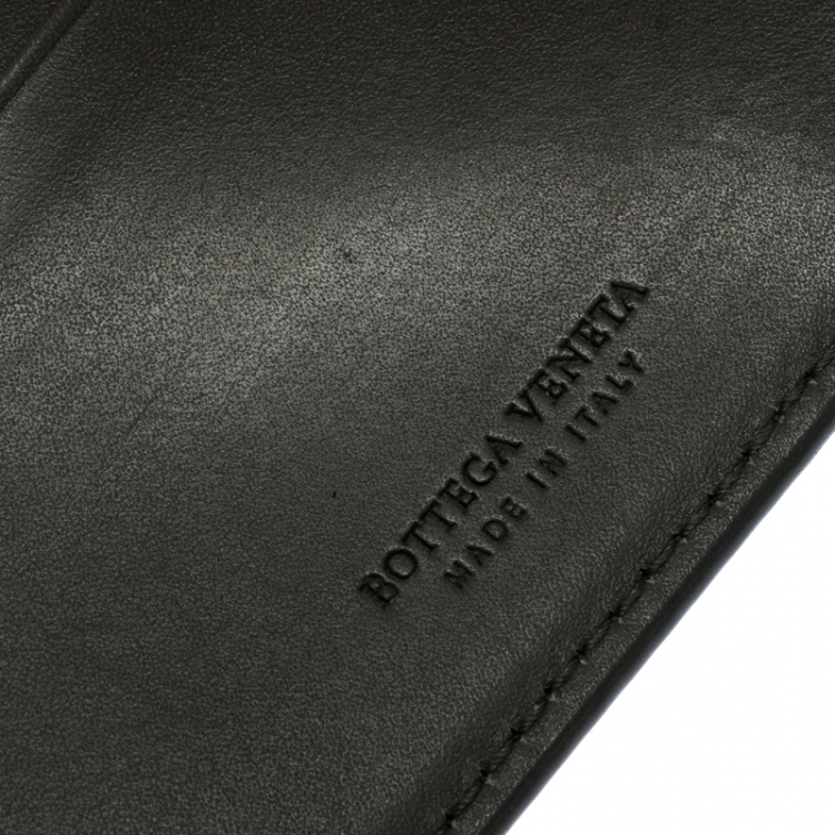 Pre Owned Bottega Veneta Dark Olive Green Intrecciato Leather Bifold Wallet