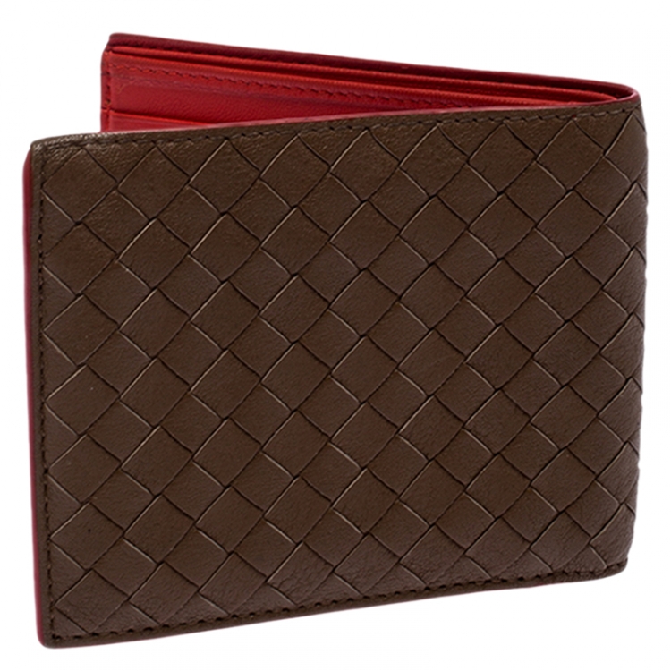 Pre Owned Bottega Veneta Brown Intrecciato Leather Bifold Wallet