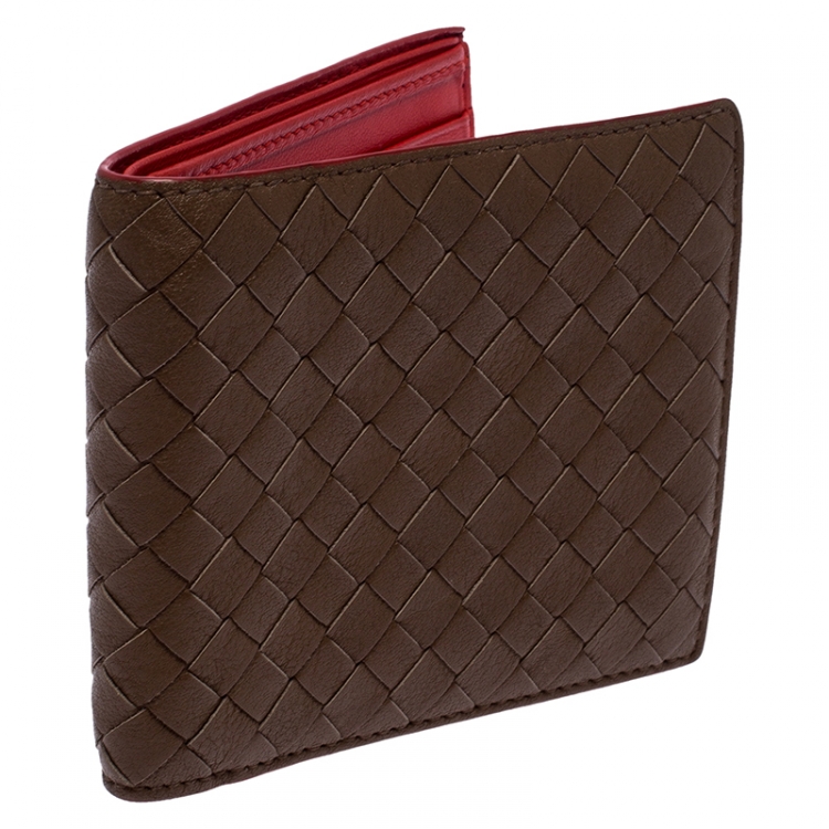 Pre Owned Bottega Veneta Brown Intrecciato Leather Bifold Wallet