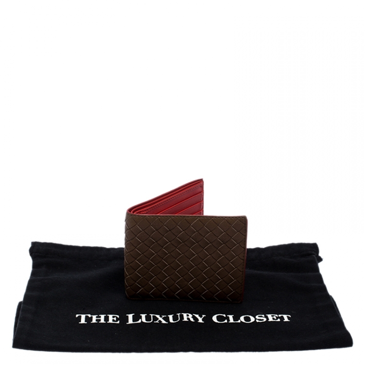 Pre Owned Bottega Veneta Brown Intrecciato Leather Bifold Wallet