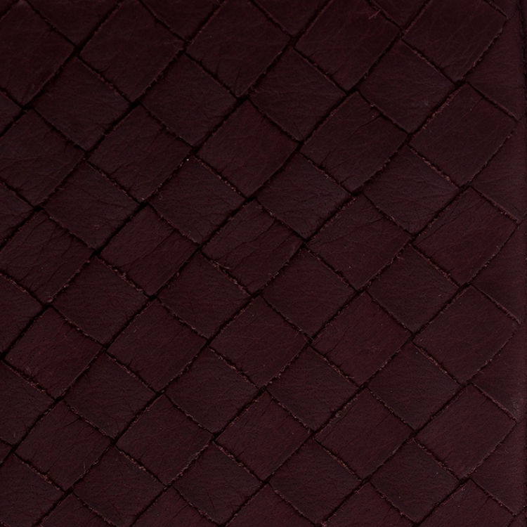 Pre Owned Bottega Veneta Burgundy Intreciatto Leather Bifold Wallet