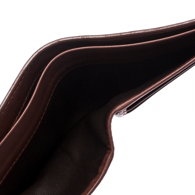 Pre Owned Bottega Veneta Brown Intrecciato Leather Bifold Wallet