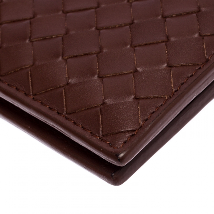 Pre Owned Bottega Veneta Brown Intrecciato Leather Bifold Wallet