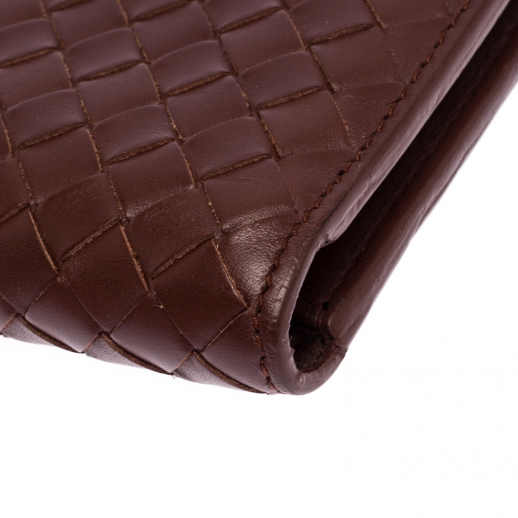 Pre Owned Bottega Veneta Brown Intrecciato Leather Bifold Wallet