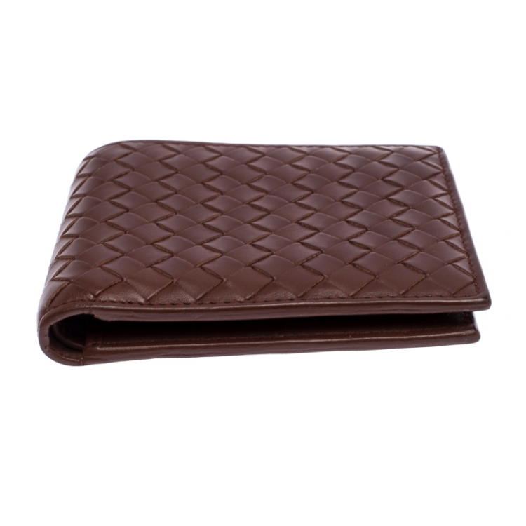 Pre Owned Bottega Veneta Brown Intrecciato Leather Bifold Wallet