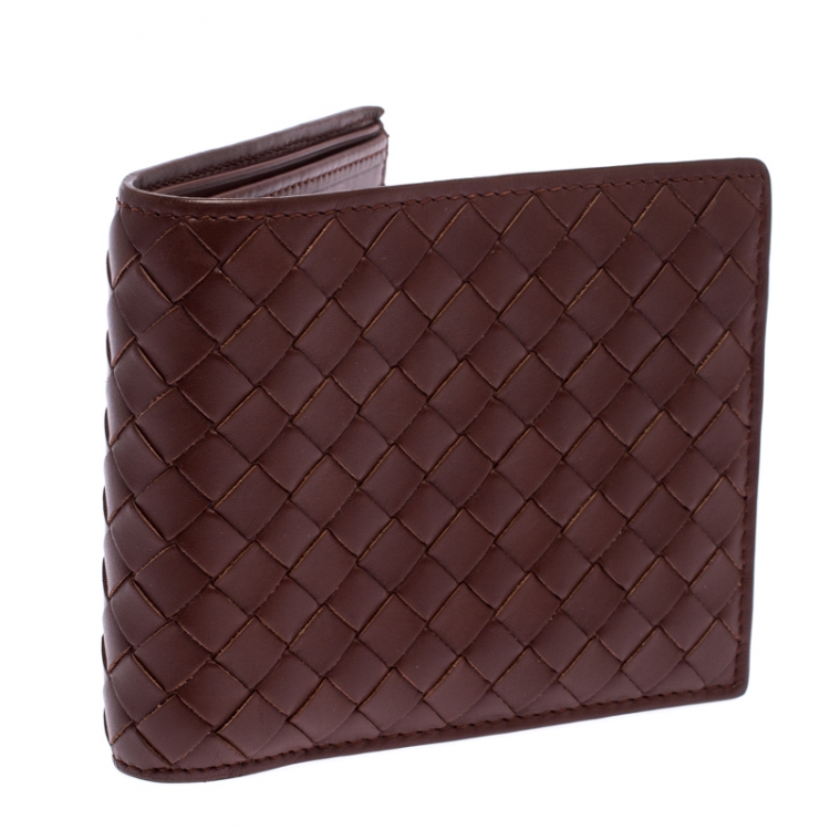 Pre Owned Bottega Veneta Brown Intrecciato Leather Bifold Wallet