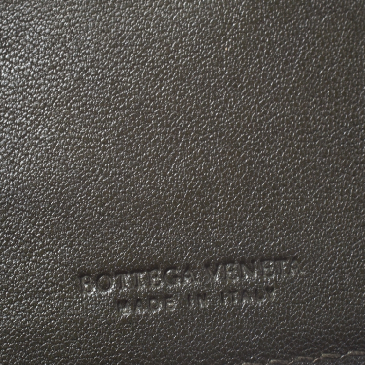 Pre Owned Bottega Veneta Green/Grey Intrecciato Leather Bifold Wallet