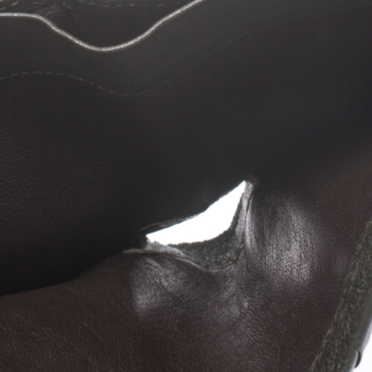 Pre Owned Bottega Veneta Green/Grey Intrecciato Leather Bifold Wallet