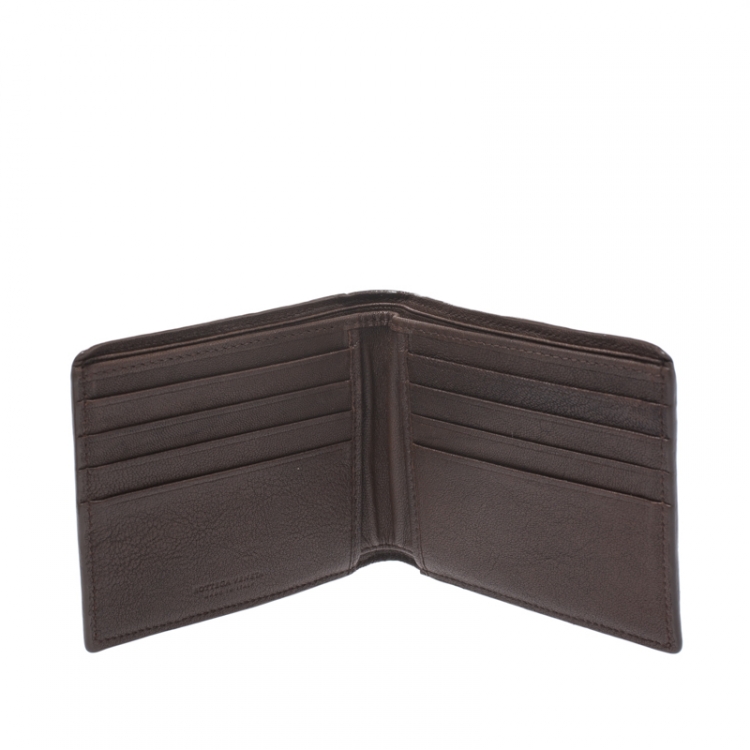 Pre Owned Bottega Veneta Tricolor Intrecciato Leather Bifold Wallet