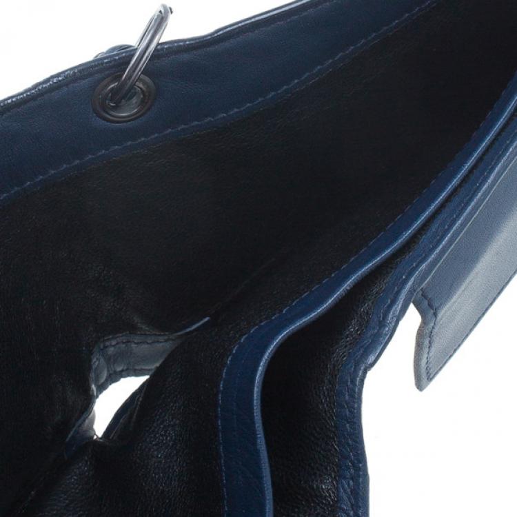 Pre Owned Bottega Veneta Navy Blue Intrecciato Leather Compact Wallet