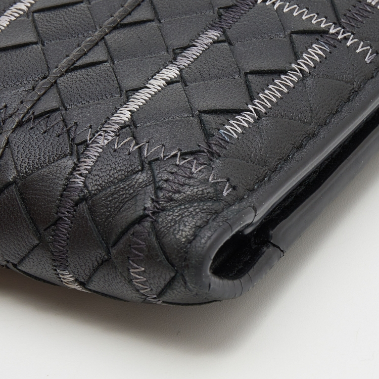 Pre Owned Bottega Veneta Black Intrecciato Leather Bifold Wallet