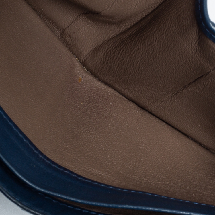 Pre Owned Bottega Veneta Blue Intrecciato Leather Bifold Wallet