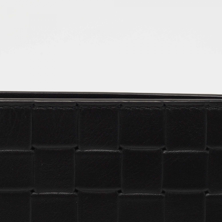Pre Owned Bottega Veneta Black Intrecciato Leather Bifold Wallet