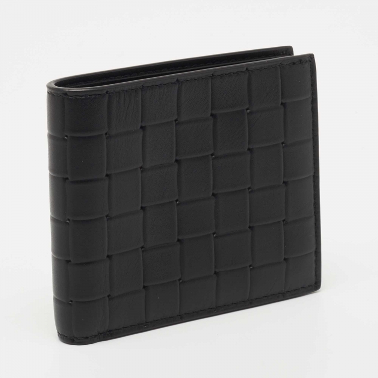 Pre Owned Bottega Veneta Black Intrecciato Leather Bifold Wallet