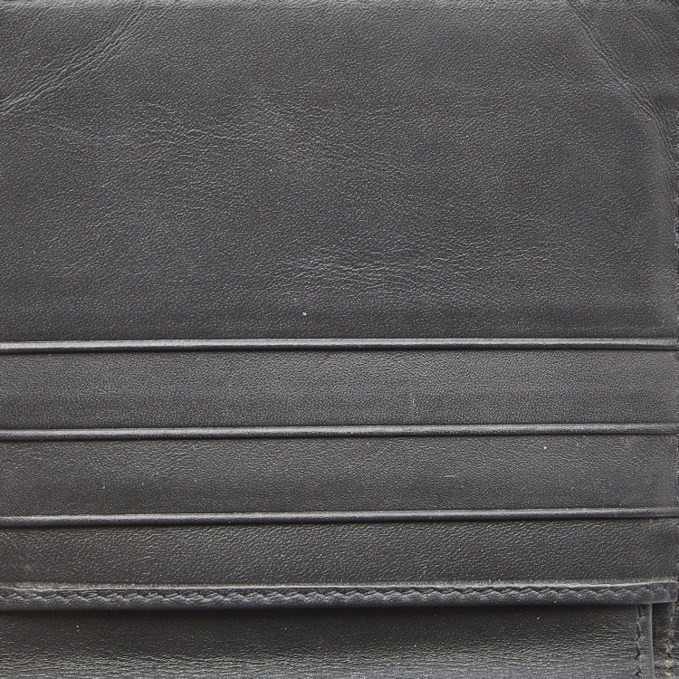 Pre Owned Bottega Veneta Dark Grey Intrecciato Leather Bifold Compact Wallet