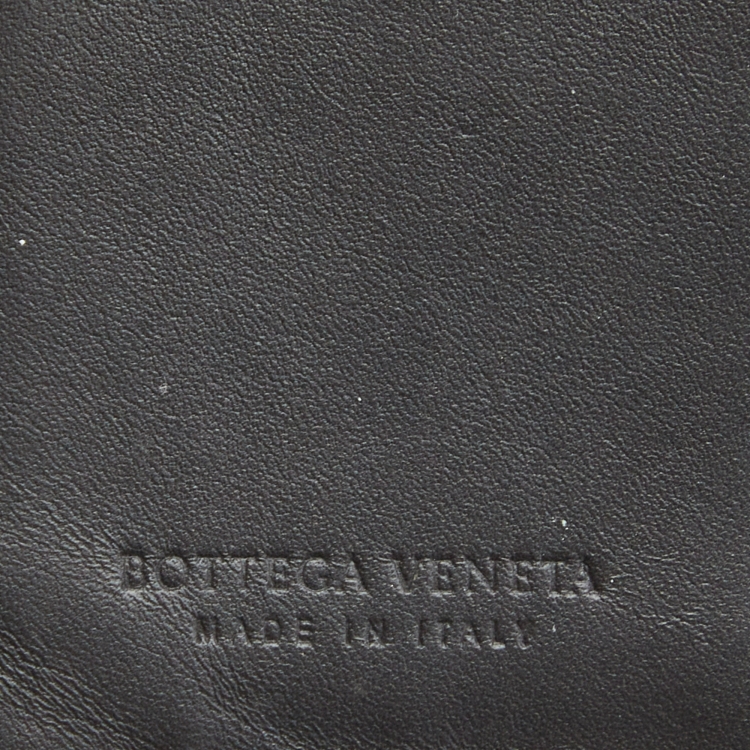 Pre Owned Bottega Veneta Dark Grey Intrecciato Leather Bifold Compact Wallet