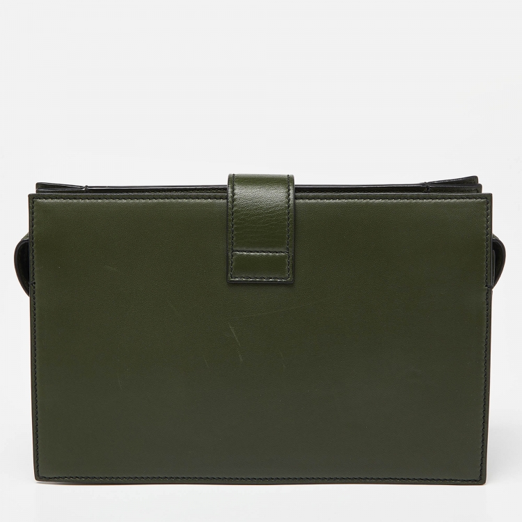 Pre Owned Bottega Veneta Green Intrecciato Leather Zip Pouch