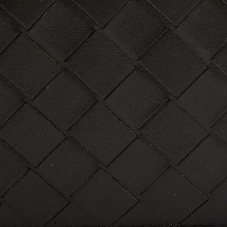 Pre Owned Bottega Veneta Dark Green Intrecciato Leather Bifold Wallet