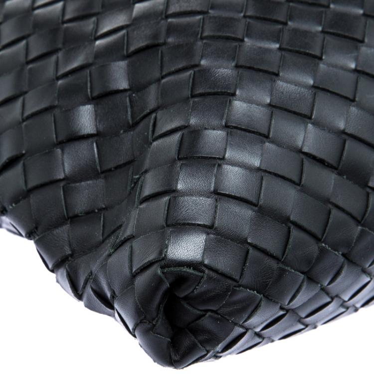 Pre Owned Bottega Veneta Black Intrecciato Leather Messenger Bag